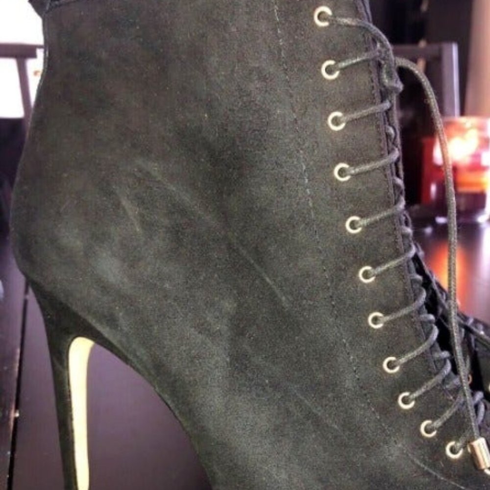 ZARA BASIC REAL LEATHER LACE UP OPEN TOE size 10 n